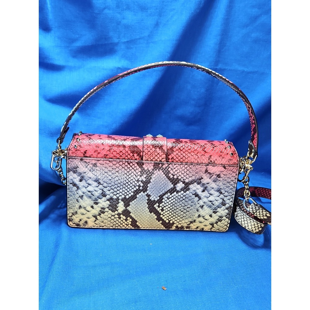 Michael Kors Greenwich Dahlia Studded Snakeskin Purse Ombre Convertible Leather - Picture 6 of 16